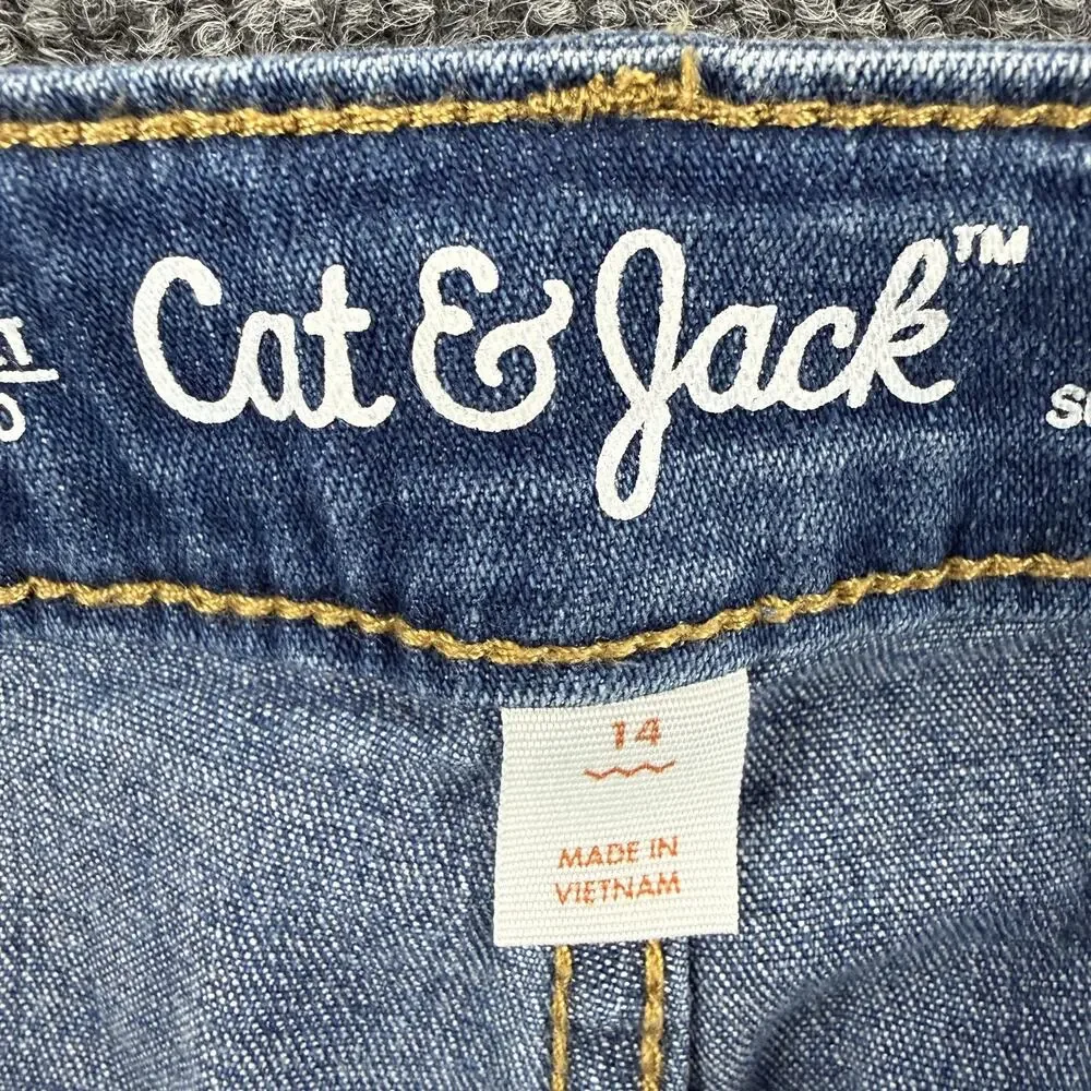 Cat & Jack Jeans Youth 14 Blue Straight Super Stretch Denim Adjustable Waist‎
